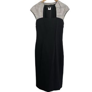 Lida Baday Black White Sheath Dress Sz 8 Cocktail